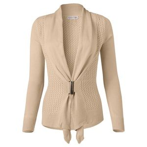 Beige sweater with metallic clasp